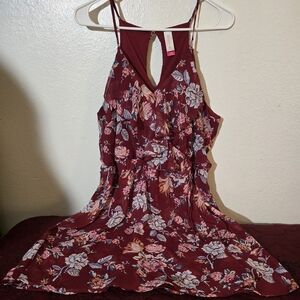 No Boundaries Burgundy Floral Ruffle Dress